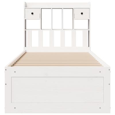 Bed met boekenkast zonder matras grenenhout wit 90x190 cm - thumbnail