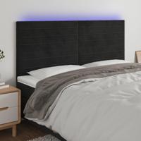Hoofdbord LED 180x5x118/128 cm fluweel zwart - thumbnail
