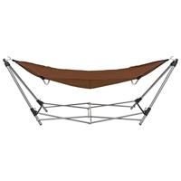VidaXL Hangmat met inklapbare standaard bruin - thumbnail