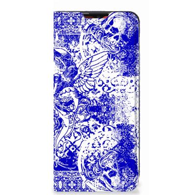 Mobiel BookCase Motorola Moto E7 Power | E7i Power Angel Skull Blauw Mobiel BookCase Motorola Moto E7 Power | E7i Power Angel Skull Blauw