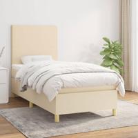 Boxspring met matras stof crèmekleurig 90x190 cm - thumbnail
