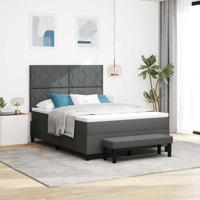 Boxspringbed met Matras & Bank Donkergrijs 140x190 cm Stof - thumbnail