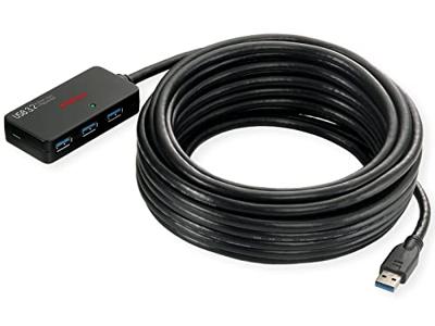 ROLINE USB 3.2 Gen 1 4-port Hub met repeater, zwart, 10 m