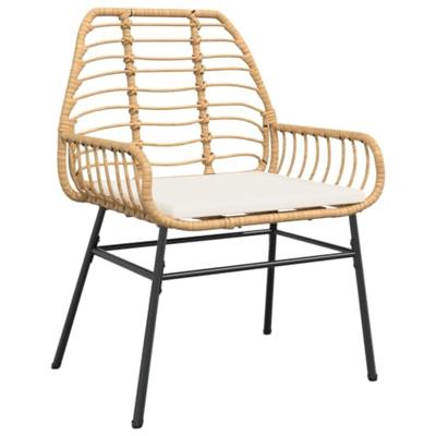 Tuinstoelen 2 st met kussens poly rattan bruin - thumbnail