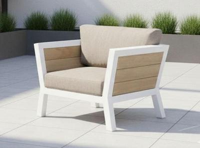 Valongo lounge chair 84,5x99x69 white alu/acacia teak look Eurofar - Eurofar