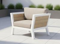 Valongo lounge chair 84,5x99x69 white alu/acacia teak look Eurofar - Eurofar - thumbnail