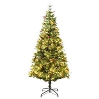 VidaXL Kerstboom met led en dennenappels 225 cm pvc en pe groen - thumbnail