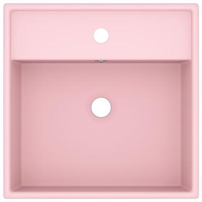 VidaXL Wastafel met overloop vierkant 41x41 cm keramiek matroze