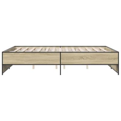 Bedframe bewerkt hout metaal sonoma eikenkleurig 140x200 cm