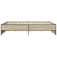 Bedframe bewerkt hout metaal sonoma eikenkleurig 140x200 cm - thumbnail
