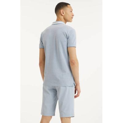Tom Tailor Denim gemêleerde regular fit polo lichtblauw