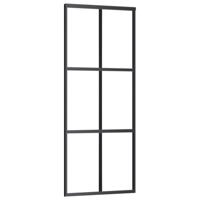 Schuifdeur 76x205 cm ESG-glas en aluminium zwart - thumbnail