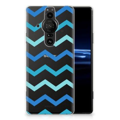 Sony Xperia Pro-I | TPU bumper | Zigzag Blauw