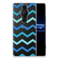 Sony Xperia Pro-I | TPU bumper | Zigzag Blauw - thumbnail