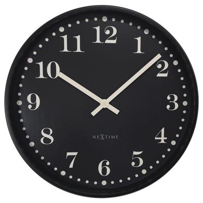 Wandklok 30 cm - geruisloos - zwart/wit - kunststof - NeXtime 'Dickens'