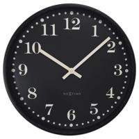 Wandklok 30 cm - geruisloos - zwart/wit - kunststof - NeXtime 'Dickens' - thumbnail
