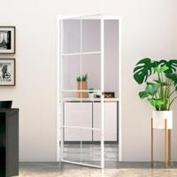 VidaXL Binnendeur 83x201,5 cm gehard glas en aluminium smal wit - thumbnail