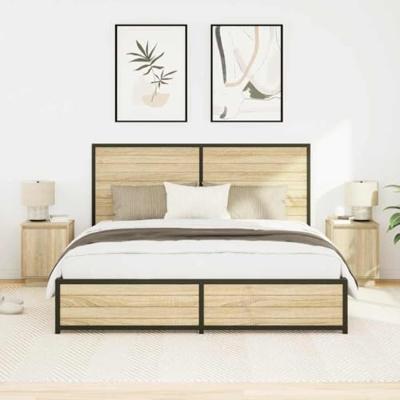 Nachtkastjes met led-verlichting 2 st Sonoma eikenkleurig