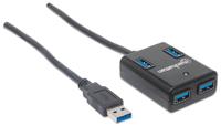 Manhattan Manhattan 162296 hub di interfaccia USB 3.2 Gen 1 [3.1 Gen 1] Type-A 5000 Mbit/s USB 3.2 Gen 1-hub 4 poorten Zwart - thumbnail