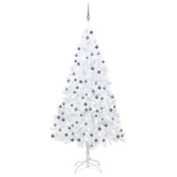 VidaXL Kunstkerstboom met verlichting en kerstballen 240 cm wit - thumbnail