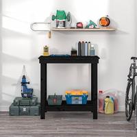 werkbank 80x50x80 cm massief grenenhout zwart - thumbnail