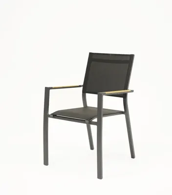 Stapelstoel Games Aluminium / Hout Textilane Zwart