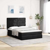 Ottoman bed met matrassen 140x200cm fluweel zwart - thumbnail