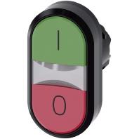 Siemens 3SU10013AB420AK0 3SU1001-3AB42-0AK0 Dubbele drukknop Kunststof frontring Knop Zwart, Groen, Rood 1 stuk(s)