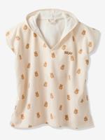 Personaliseerbare baby badponcho PETIT OURS, met gerecycled katoen wit, bedrukt - thumbnail