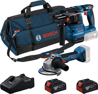 Bosch Blauw Accutoolkit Combipack 18V GWS 18V-8 + GBH 18V-22 | 2x GBA 18V 4,0 Ah + Lader GAL 18V-40 - 0615V0003C Bosch Blauw Accutoolkit Combipack 18V GWS 18V-8 + GBH 18V-22 | 2x GBA 18V 4,0 Ah + Lader GAL 18V-40 - 0615V0003C