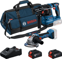 Bosch Blauw Accutoolkit Combipack 18V GWS 18V-8 + GBH 18V-22 | 2x GBA 18V 4,0 Ah + Lader GAL 18V-40 - 0615V0003C - thumbnail