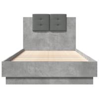 Bedframe met hoofdbord en LED-verlichting betongrijs 75x190 cm - thumbnail