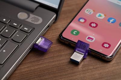 USB stick Kingston DataTraveler microDuo 3C Paars 256 GB - thumbnail
