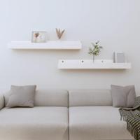 Wandschappen 2 st 80x12x9 cm massief grenenhout wit - thumbnail