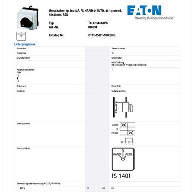 Eaton 026991 T0-1-15431/IVS Omschakelaar 1 stuk(s)