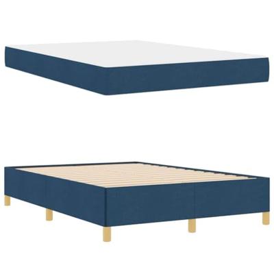 Boxspring bed Blauw en Marineblauw en Wit 140 x 200 cm Stof