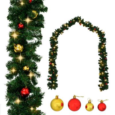 VidaXL Kerstslinger versierd met kerstballen en led-lampjes 20 m