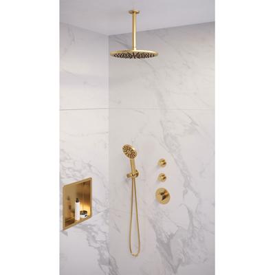 Gold Edition thermostatische inbouw regendouche SET 12 met 30 cm douchekop en plafondarm+3-standen handdouche