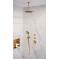 Gold Edition thermostatische inbouw regendouche SET 12 met 30 cm douchekop en plafondarm+3-standen handdouche - thumbnail