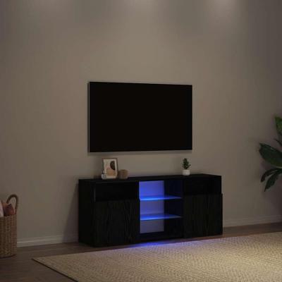 Tv-meubel met LED 120x30x50 cm bewerkt hout zwart eiken