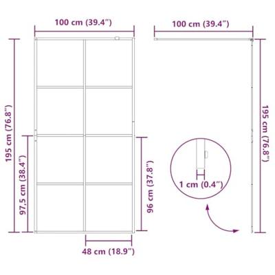 VidaXL Inloop douche wand zwart 100 x 195 cm gehard glas