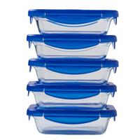 Set van stapelbare en luchtdichte voedselcontainers Pyrex Cook & Go Rechthoekig 0,8 L 5 Onderdelen - thumbnail