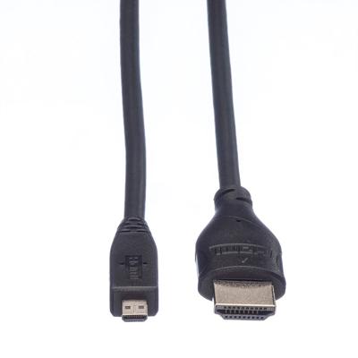 ROLINE HDMI High Speed Kabel met Ethernet, HDMI M - Micro HDMI M, 2 m ROLINE HDMI High Speed Kabel met Ethernet, HDMI M - Micro HDMI M, 2 m