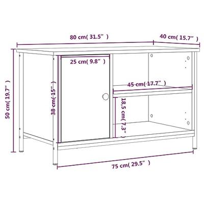 Tv-meubel 80x40x50 cm bewerkt hout grijs sonoma eikenkleurig