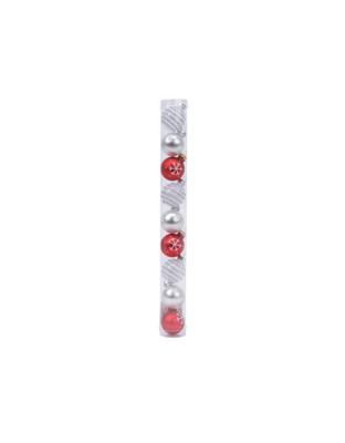 9 Glazen kerstballen 3 cm mix winter wit kerstrood - Decoris
