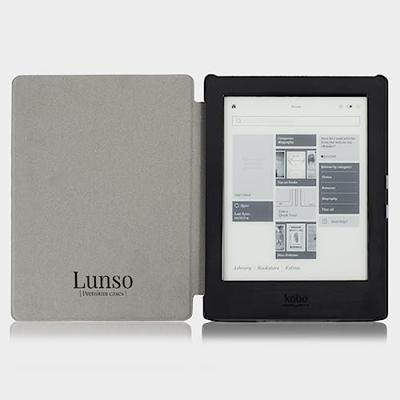 Lunso - Kobo Aura H20 Edition 1 hoes (6.8 inch) - Vegan Saffiano Leren sleep cover - Van Gogh Amandelbloesem
