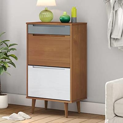 VidaXL Schoenenkast molde 59,5x35x103 cm massief grenenhout bruin VidaXL Schoenenkast molde 59,5x35x103 cm massief grenenhout bruin