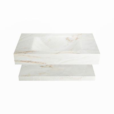 MONDIAZ ALAN-DLUX 80cm planchet Frappe. Vrijhangende wastafel CLOUD midden 1 kraangat, kleur Frappe.