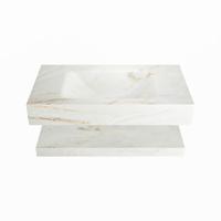 MONDIAZ ALAN-DLUX 80cm planchet Frappe. Vrijhangende wastafel CLOUD midden 1 kraangat, kleur Frappe. - thumbnail