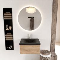 MONDIAZ BUKLA 60cm badmeubel modulair kleur Washed Oak met 1 lade. Wastafel CLOUD midden 1 kraangat kleur Urban. - thumbnail